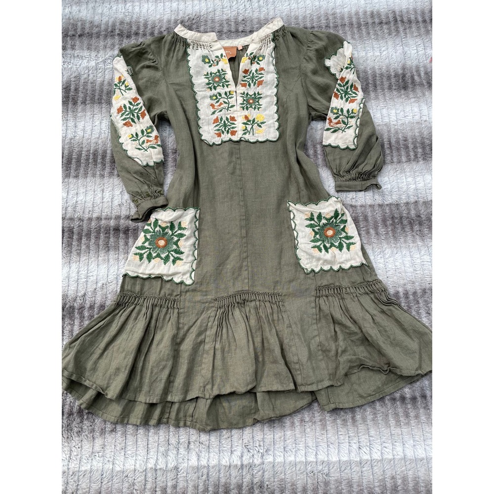 March 11 Embroidered Linen Dress Floral Size Small